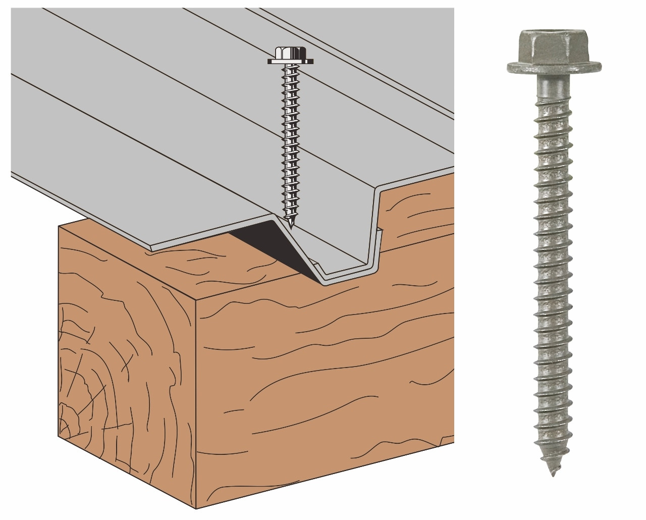 Vis Th AT bac support d'étanchéité sur bois