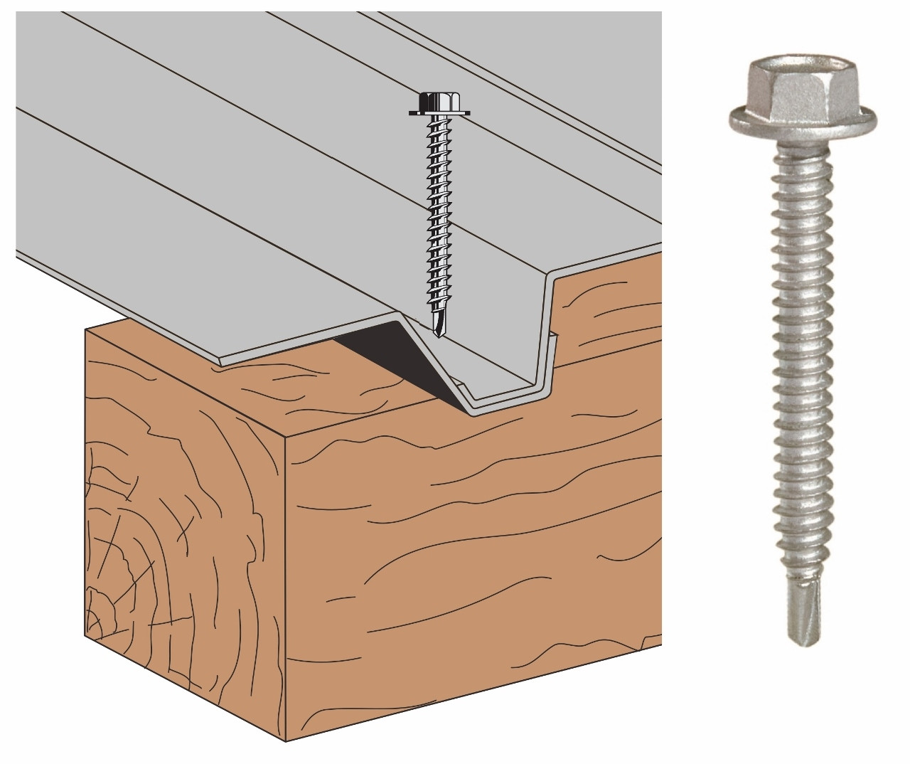 Vis Th P1 bac support d'étanchéité sur bois