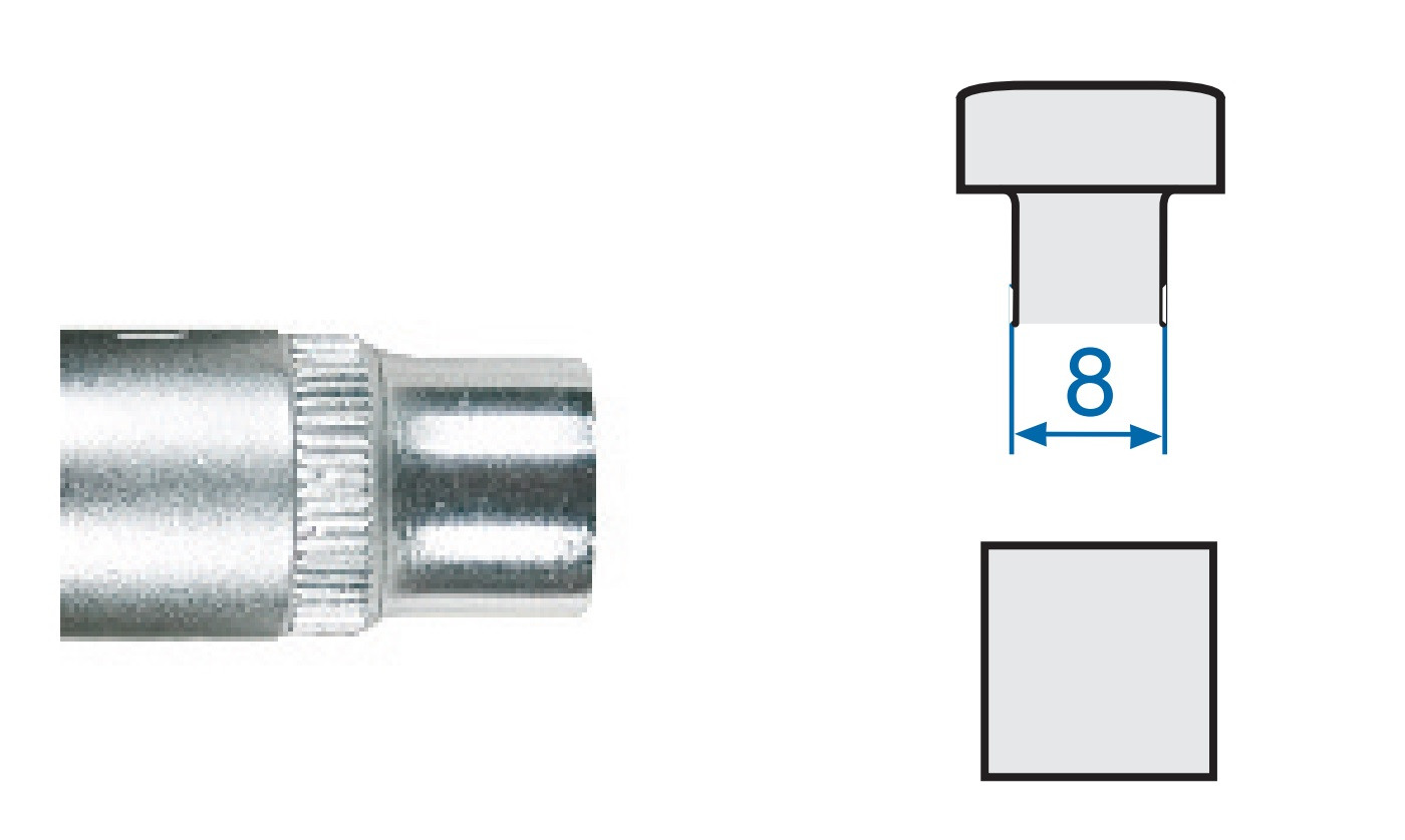 Douille spéciale 3/8" pour tirefond tête carrée Ø8