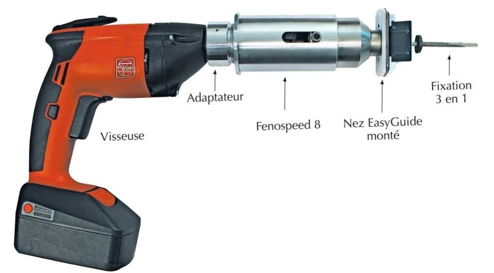 Fenospeed + Easyguide monté sur visseuse Fein sans fil