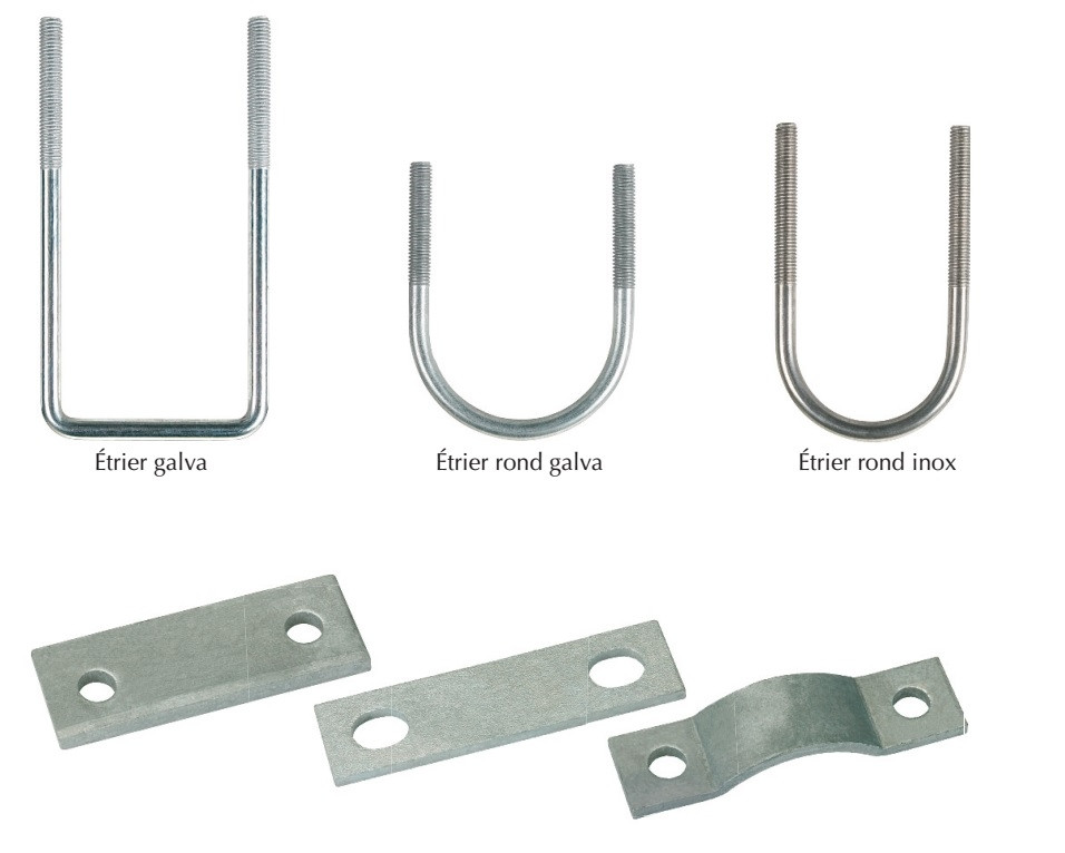 étriers simples et platines pour assemblages ou travaux divers