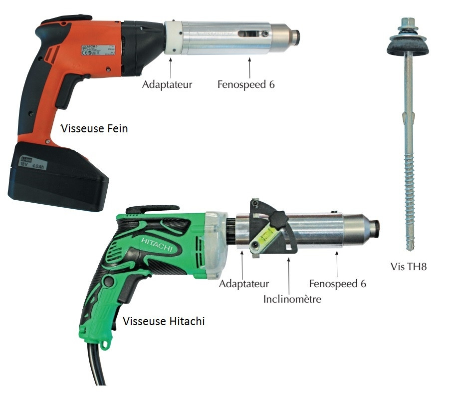 Fenospeed monté sur visseuse pour fixations tête H8