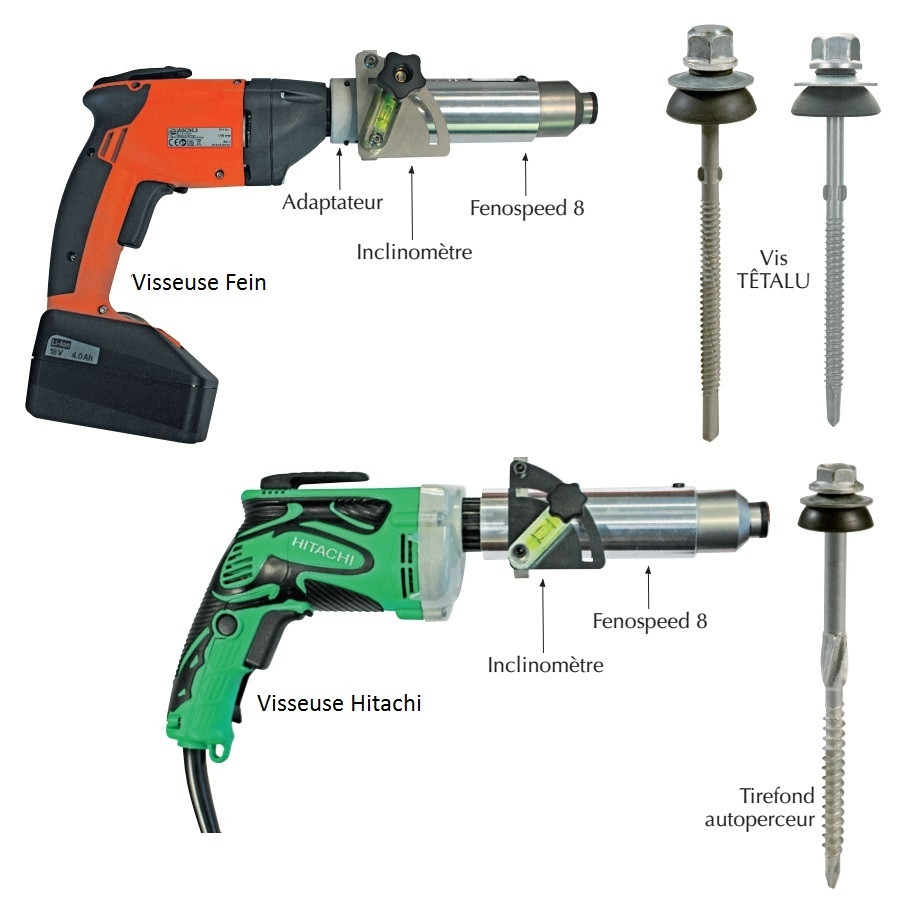 Fenospeed monté sur visseuse pour fixations tête H13