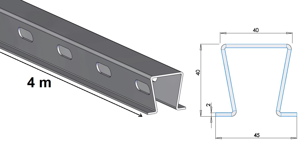 Rail profil omega