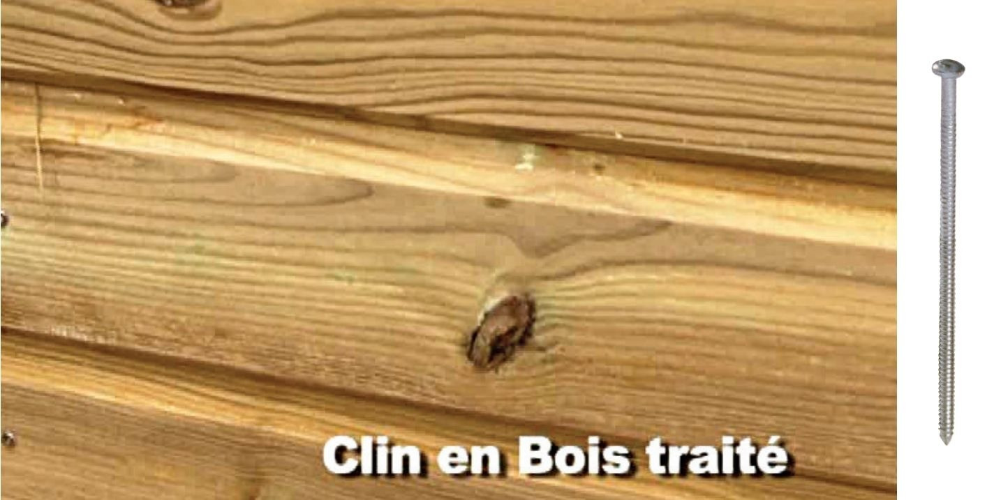 pointe en acier inoxydable austénitique A2 pour bardage clin bois