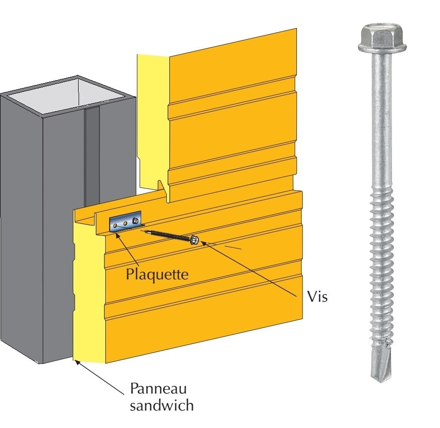 Vis inox TH autoperçeuse P5 Ø5,5 pour fixations cachées panneaux sandwich sur profilés/tubes