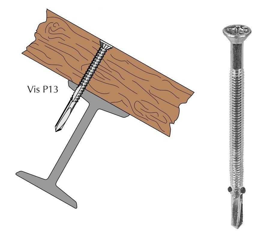 Schéma vis P13 autoperceuse fraisée ailettes inox