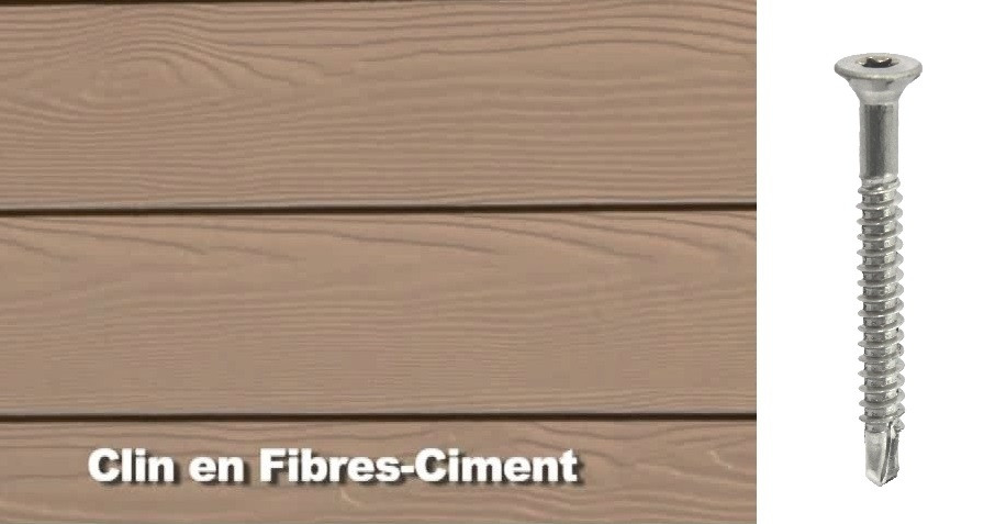  Vis en acier inox austénitique A2 pour Clin en fibres-ciment