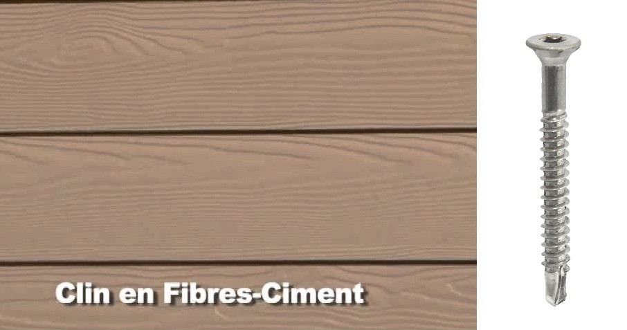 Vis en acier inox austénitique pour Clin en fibres-ciment