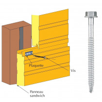 Vis inox TH autoperçeuse P1 Ø6.3 pour fixations cachées panneaux sandwich sur bois