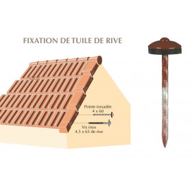 Pointe torsadée laquée pour fixation de tuile de rive