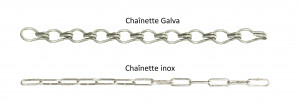 Chaînette d'accrochage en inox ou galva