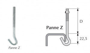 Crochet galvachaud pour panne Zed