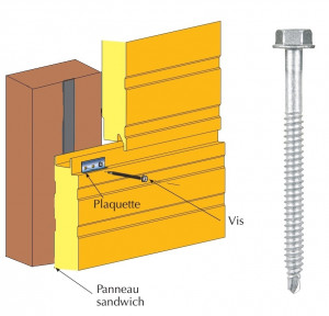 Vis inox TH autoperçeuse P1 Ø6.3 pour fixations cachées panneaux sandwich sur bois