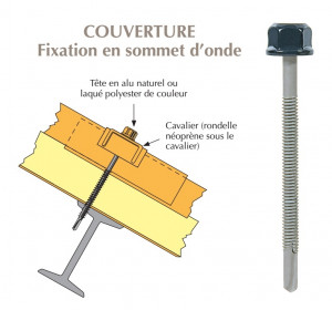 Vis têtalu autoperçeuse P13 Ø5,5 TK12 laquée pour couverture panneaux sandwich (mousse PE) sur poutrelles