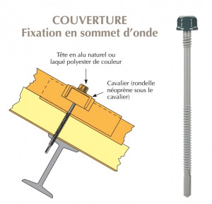 Vis têtalu double filet autoperçeuse P13 Ø6.3 TK12 laquée pour couverture panneaux sandwich (laine de roche) sur poutrelles