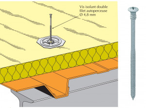 Schéma vis isolant double filet sur bac