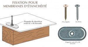 Vis 4,8x40 tête large fine + plaquette - fixation d'étanchéité sur bois