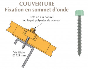 Vis têtalu autotaraudeuse de réparation Ø7,5x35 pour tôle ondulée sur acier