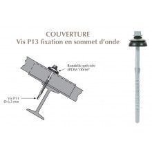 Vis autoperçeuse P13 à ailettes TK12 pour couverture plaque fibres-ciment 177x51 sur Poutrelles