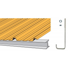 Crochet pour couverture bacs acier nervurés sur poutrelle métallique