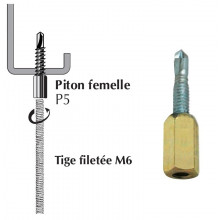 Piton autoperceur P5 femelle pour panne métallique ép. 2 à 5 mm