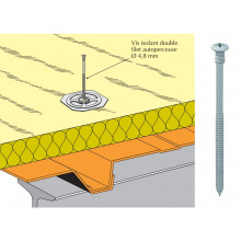 Vis isolant double filet TK15 autoperçeuse 4,8 - fixation sur bac support d'étanchéité plein