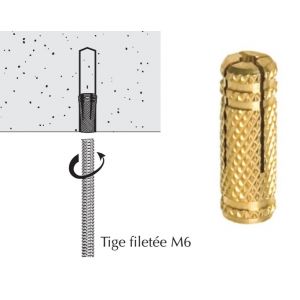 Schéma cheville laiton sous plafond