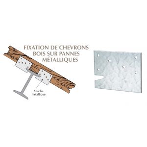 Attache métallique pour chevrons ou solive bois sur panne métallique