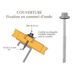 Vis inox TH autoperçeuse P5 Ø5,5 + vulca - fixation de bacs acier nervurés sur profilés/tubes