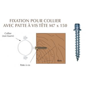 Patte à vis filetée M7x150 fixation de colliers de descentes d'eau sur maconnerie ou bois
