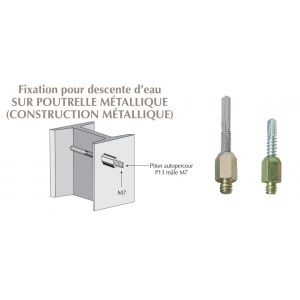 Piton autoperceur mâle M7 x 150 pour colliers de descentes d'eau sur poteaux métalliques