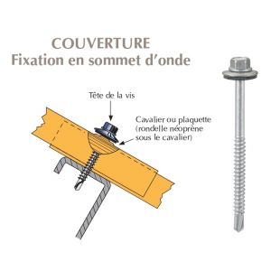Vis inox TH autoperçeuse P5 Ø5,5 + vulca - fixation de tôles ondulées sur panne mince